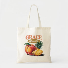 Bolsa Tote Grace Abounds Peach Pineapple Retro Faith Tee