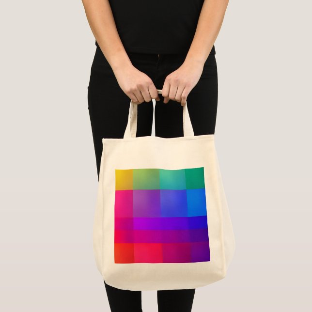 Bolsa Tote Grade de Cores Vibrantes  (Frente (produto))