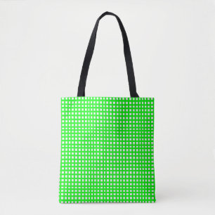 Bolsa Tote Grade de malha quadrados verdes