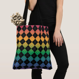 Bolsa Tote Gradient Argyle - Arco-íris