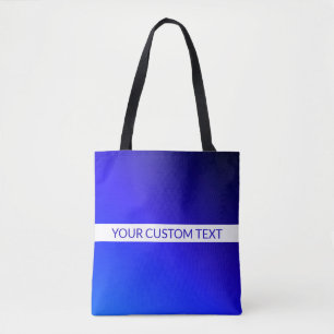 Bolsa Tote Gradiente Azul e Texto Editável em Faixa Branca