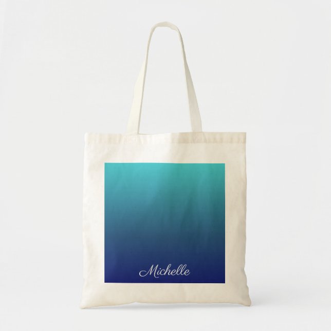Bolsa Tote Gradiente azul-ombre personalizado (Frente)
