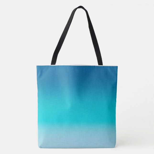 Bolsa Tote Gradiente Azul para Aqua Moderno Ombre Atleta (Frente)