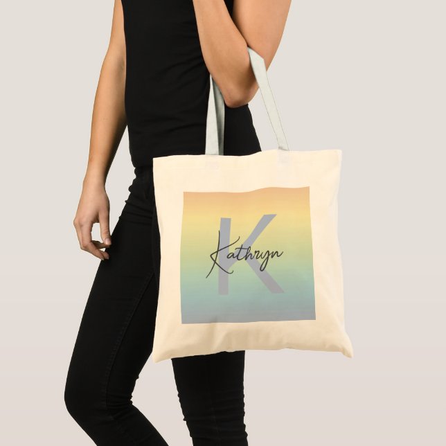 Bolsa Tote Gradiente de Arco-íris Pastel (Frente (produto))
