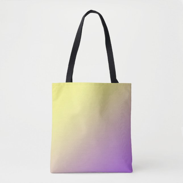 Bolsa Tote Gradiente de bloco de cor amarelo a roxo (Frente)