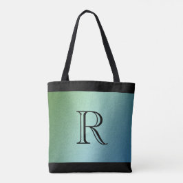 Bolsa Tote Gradiente de Ombre Verde Azul com Monograma