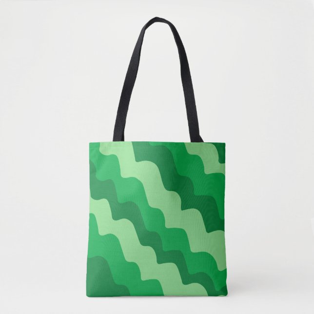 Bolsa Tote Gradiente de ondas de oceano verde (Frente)