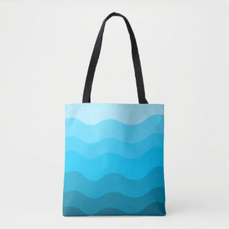 Bolsa Tote Gradiente de ondas do oceano azul
