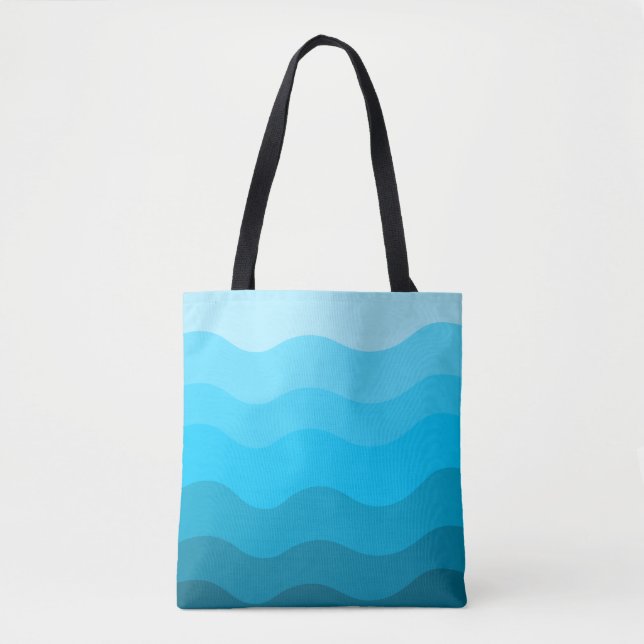 Bolsa Tote Gradiente de ondas do oceano azul (Frente)
