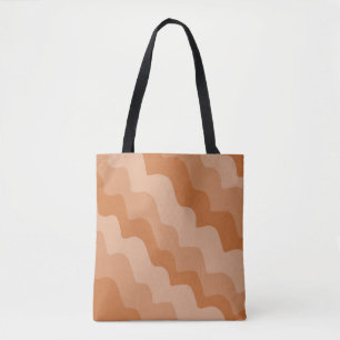 Bolsa Tote Gradiente de ondas do oceano ondulado castanho