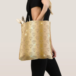 Bolsa Tote Gradiente Metálico Dourado e Diamantes Glam Glitte