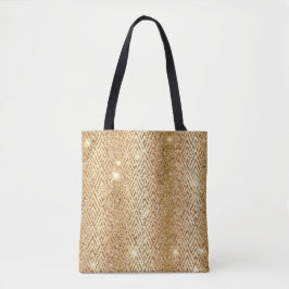 Bolsa Tote Gradiente Metálico Dourado e Glitter Glam Art Déco
