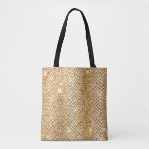 Bolsa Tote Gradiente Metálico Dourado e Glitter Glam Art Déco