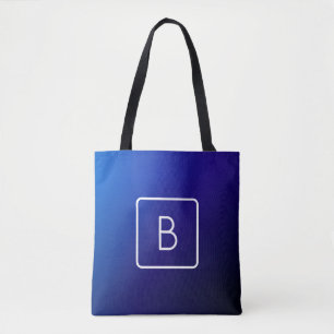 Bolsa Tote Gradiente Ombre Azul Escuro Moderno Simples & Mono