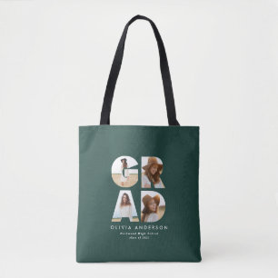 Bolsa Tote Graduação 4 Foto moderna personalizada verde