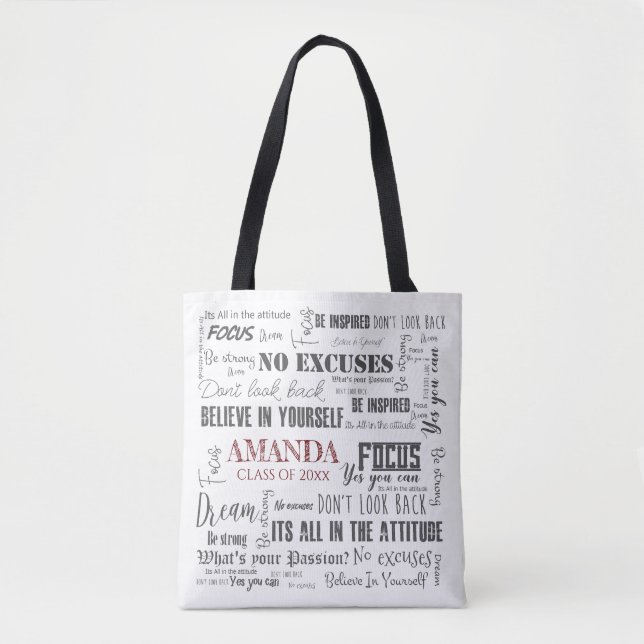 Bolsa Tote Graduação de arte personalizada do Word Inspiratio (Frente)