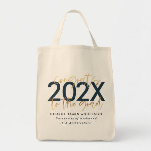 Bolsa Tote Graduação de na moda de escrita moderna azul e d