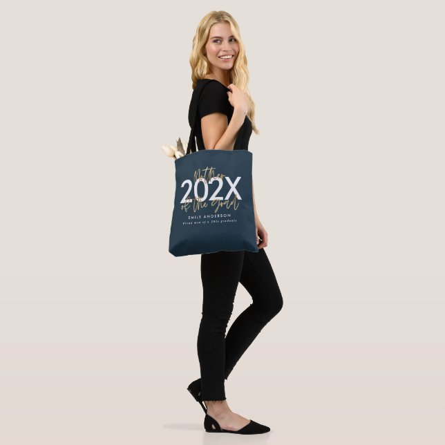 Bolsa Tote Graduação de na moda de escrita moderna azul e dou (No(a) Modelo)