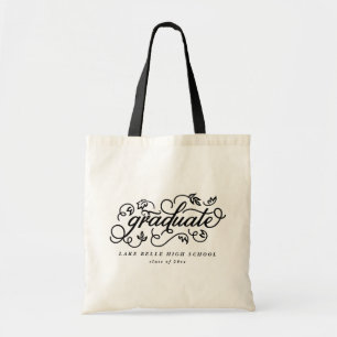 Bolsa Tote Graduação de Scripts Florais Whimsical Russos Pret