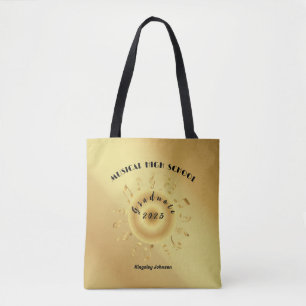 Bolsa Tote Graduação elegante da Escola de Música dourada