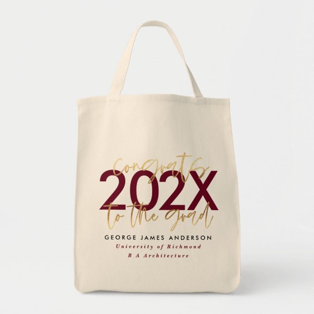 Bolsa Tote graduação em na moda da rocha de ouro moderno (Frente)