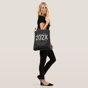 Bolsa Tote Graduação em na moda de script moderno preto e dou