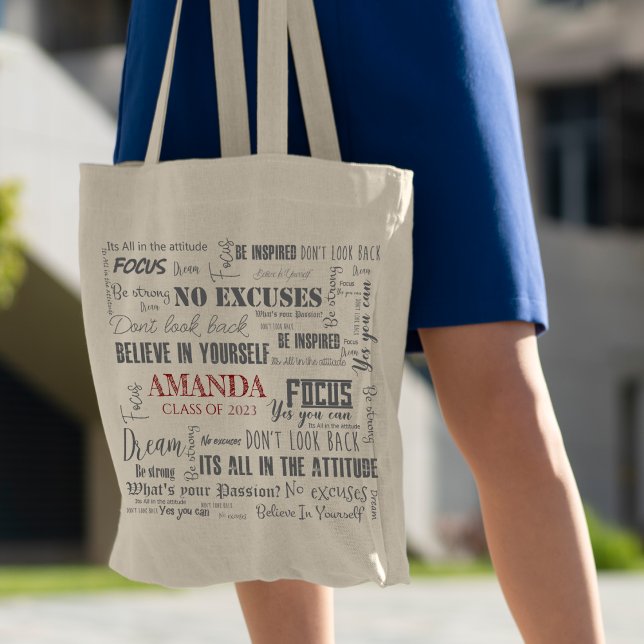 Bolsa Tote Graduação personalizada de arte do Word Inspiratio (Criador carregado)