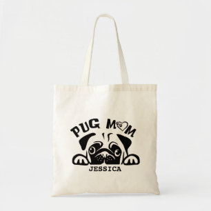 Bolsa Tote Gráfico da Mãe de Pug Personalizada