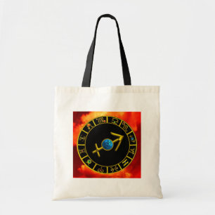 Bolsa Tote Gráfico de Astrologia da Joia Azul Zodiac Azul Dou