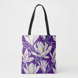 Bolsa Tote gráfico de Magnólia em padrão violeta