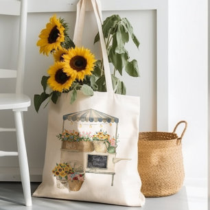 Bolsa Tote Gráfico de Mercado de Flores em Aquarela Arte Cott