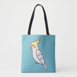 Bolsa Tote Gráfico de Pássaros de Cartoon de Cockatiel Lutino
