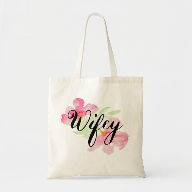 Bolsa Tote Gráfico de Wifey de Aquarela Adorável (Frente)