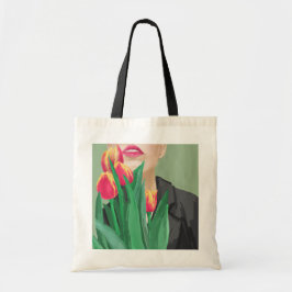 Bolsa Tote Gráfico Moderno Lady & Tulip Green & Orange Impres