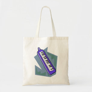 Bolsa Tote Gráfico portátil azul do piano do teclado 80s de