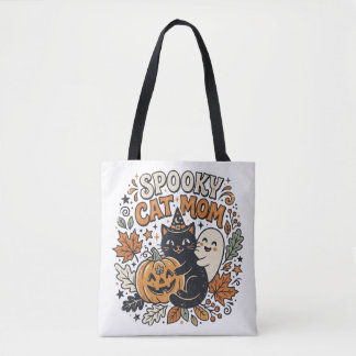 Bolsa Tote Gráficos de Halloween de Gata Mãe Vintage
