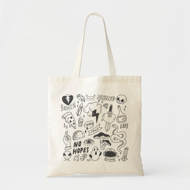 Bolsa Tote Grafite Bonito: Conjunto de Artes de Porte. (Frente)