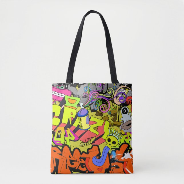 Bolsa Tote Grafite Urbano: Muro de Arte Vintage (Frente)