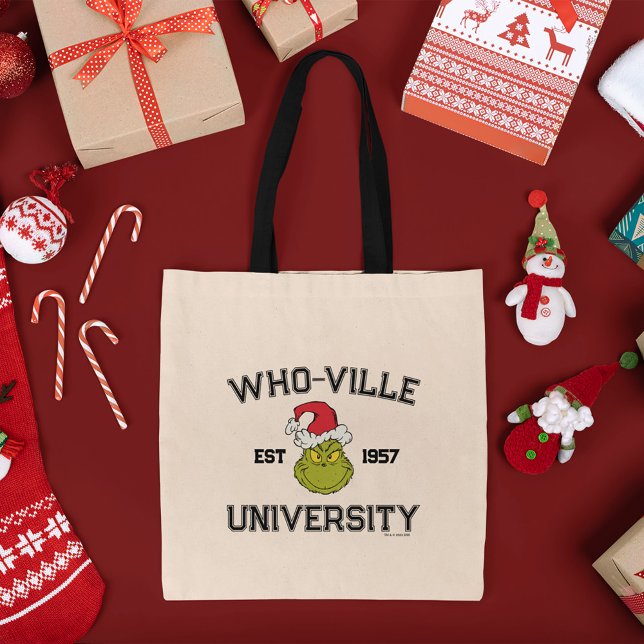Bolsa Tote Gralha | Universidade de Who-ville no Leste de 195 (Tote bag on table)