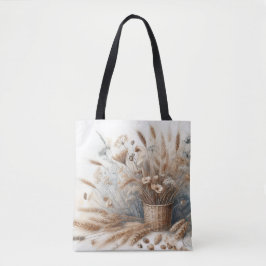 Bolsa Tote Grama das Pampas Floral Boho Moderno para Outono 