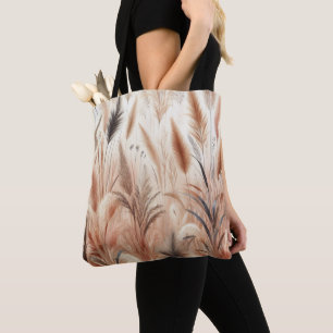 Bolsa Tote Grama das Pampas Floral Boho Moderno para Outono 