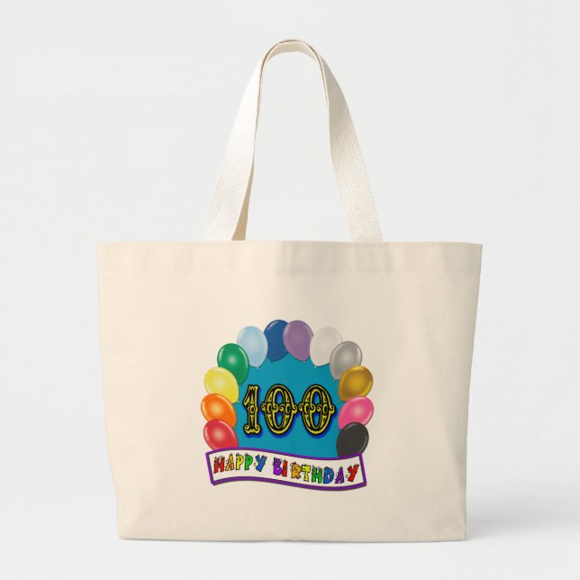 Bolsa Tote Grande 100th Presentes de aniversário com design Assorted (Frente)