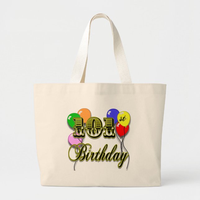 Bolsa Tote Grande 101st Aniversário com balões (Frente)