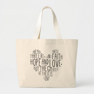 Bolsa Tote Grande 13:13 dos Corinthians do amor 1 da esperança da f