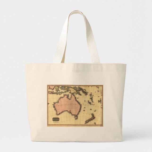 Bolsa Tote Grande 1818 mapa de Australasia - Austrália, Nova (Frente)