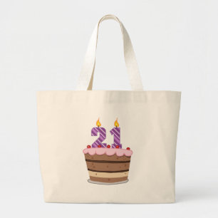 Bolsa Tote Grande 21 anos de idade no Bolo de Aniversário