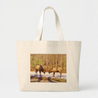 Bolsa Tote Grande 2~ 2 Bull Elk na neve