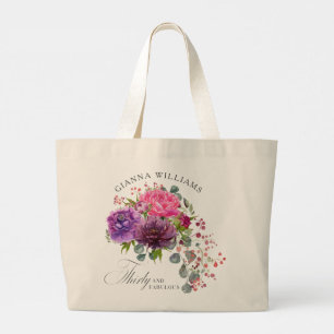 Bolsa Tote Grande 30 e Fabuloso aniversário de 30 anos Floral Elegan