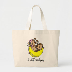 Bolsa Tote Grande 3 camisetas e presentes dos macacos de Li'l