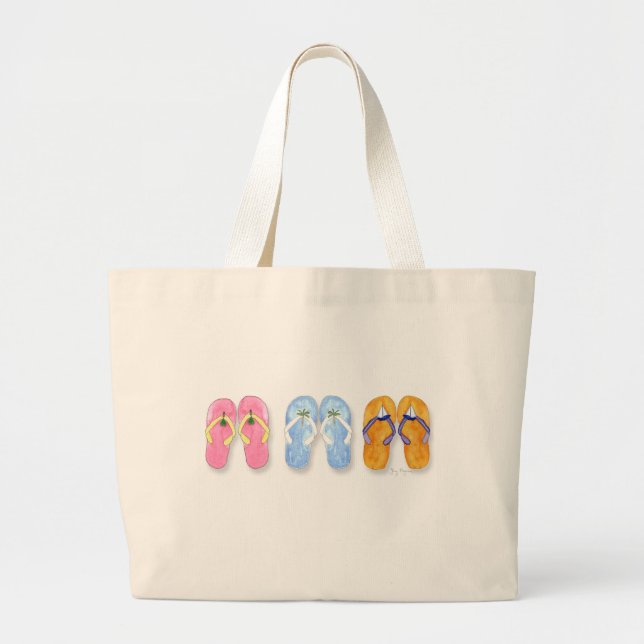 Bolsa Tote Grande 3 pares de saco dos flip-flops (Frente)